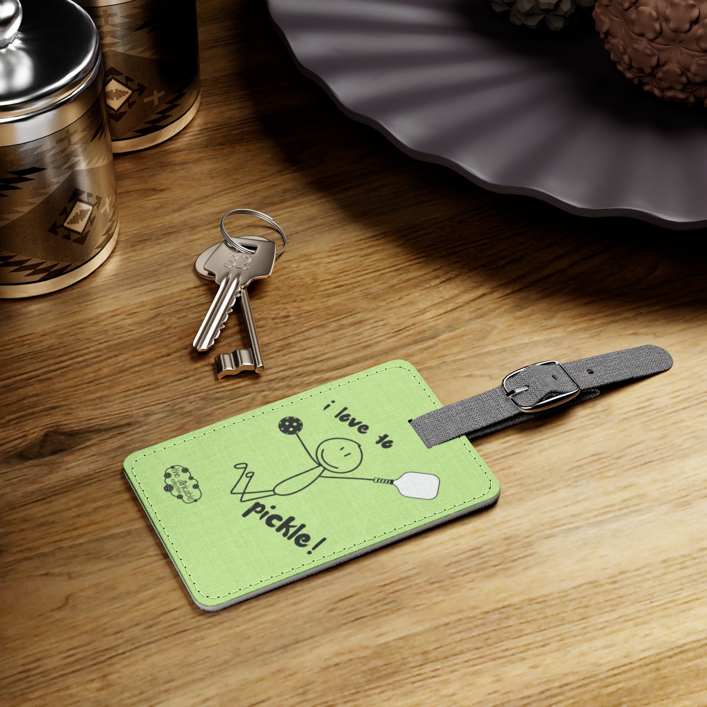 Pickleball Saffiano Polyester Luggage Tag, Rectangle (1) Iove to pickle