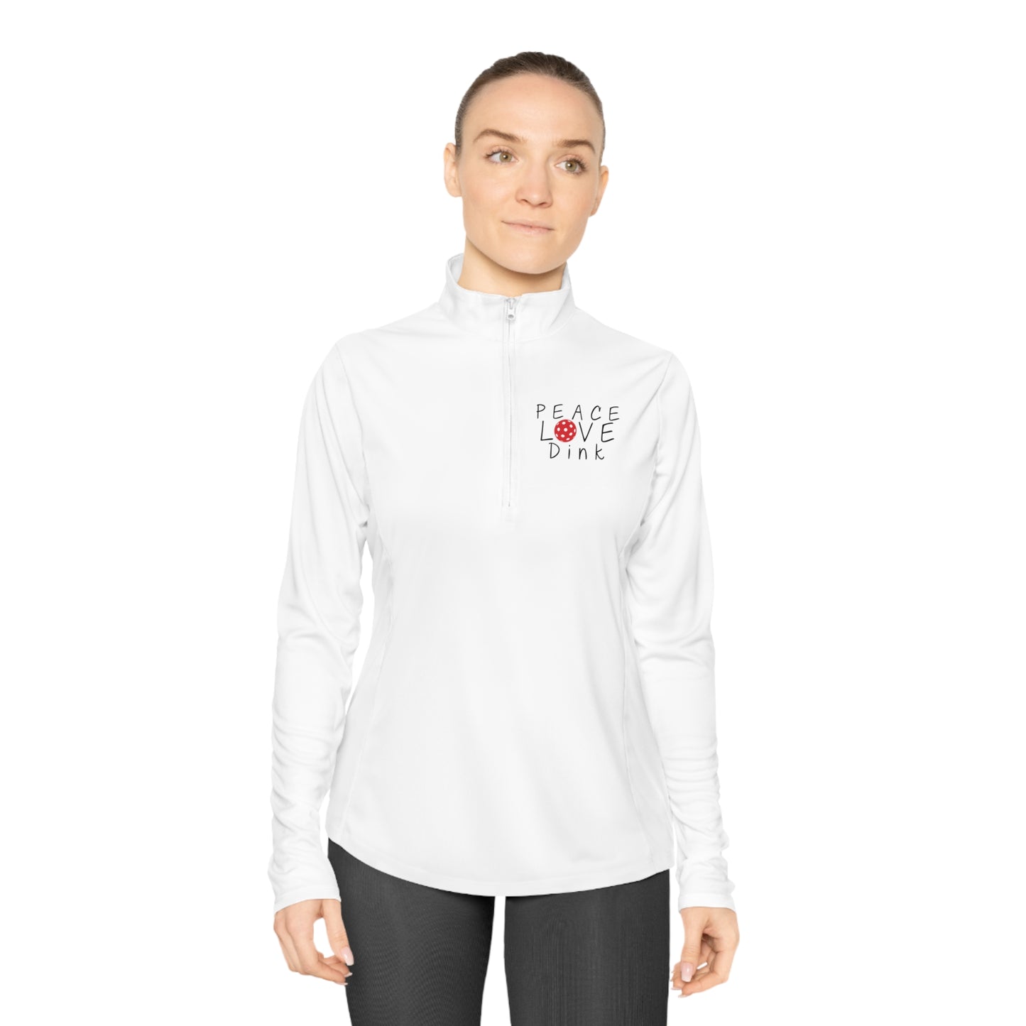 Womens' Quarter-Zip Pullover - PEACE LOVE DINK