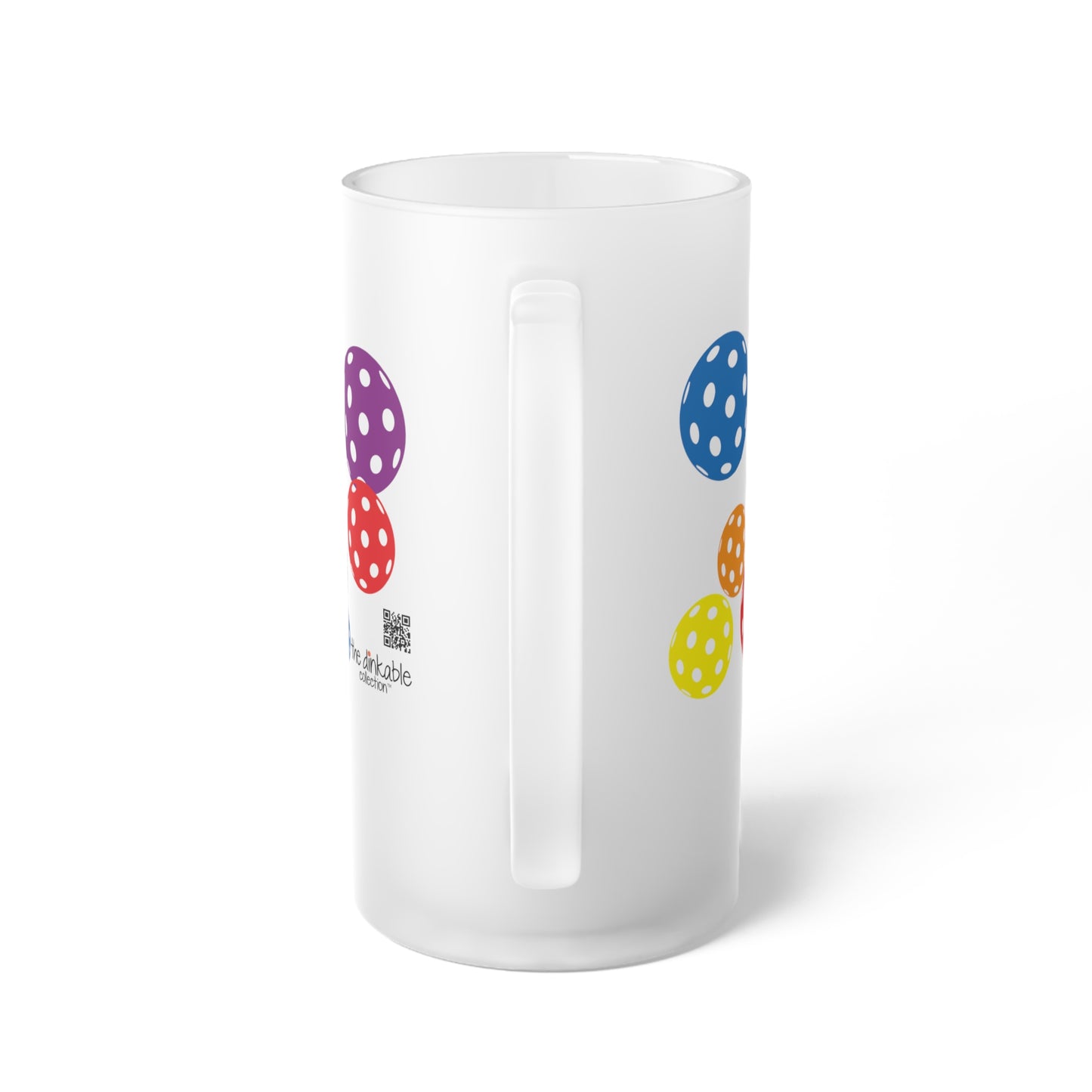 Pickleball Frosted Glass Beer Mug ' dink up'