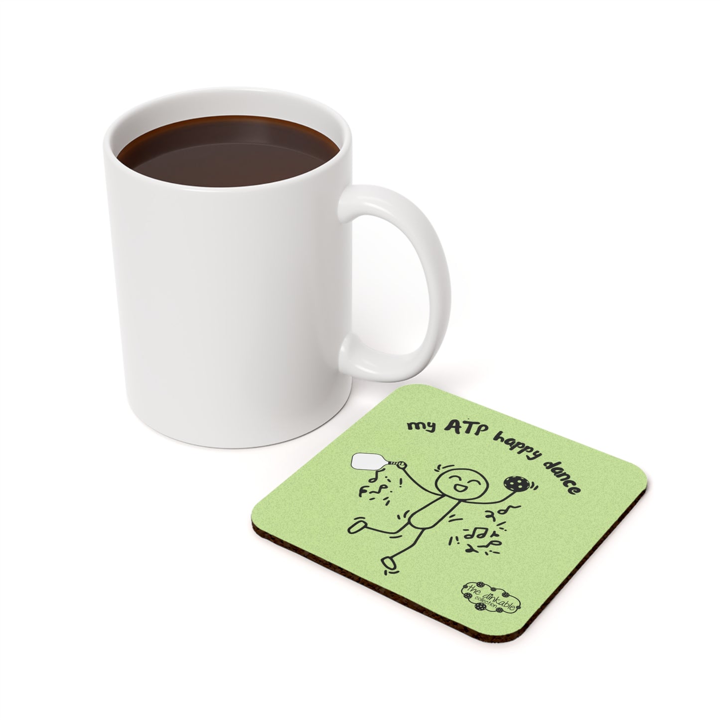 PICKLEBALL Cork Back Coaster ATP HAPPY DANCE
