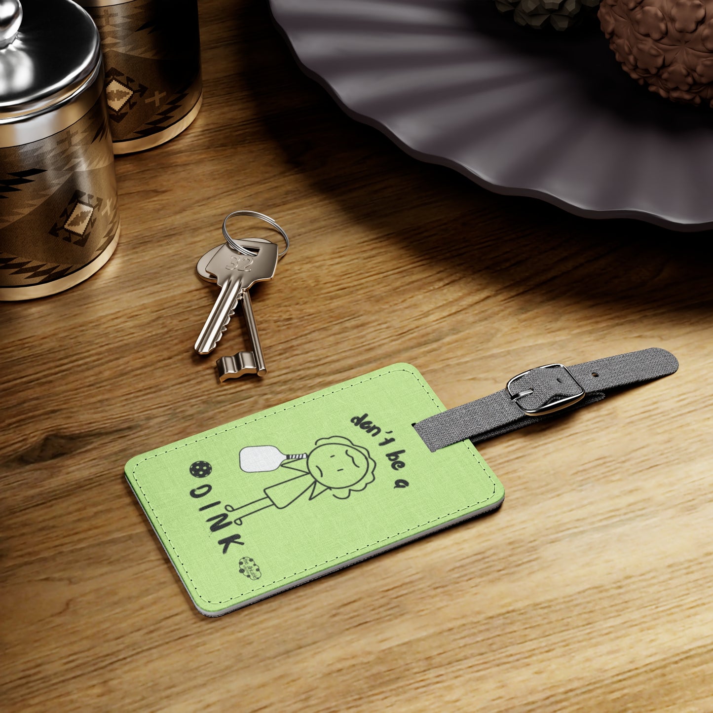 Pickleball Saffiano Polyester Luggage Tag, Rectangle (1)