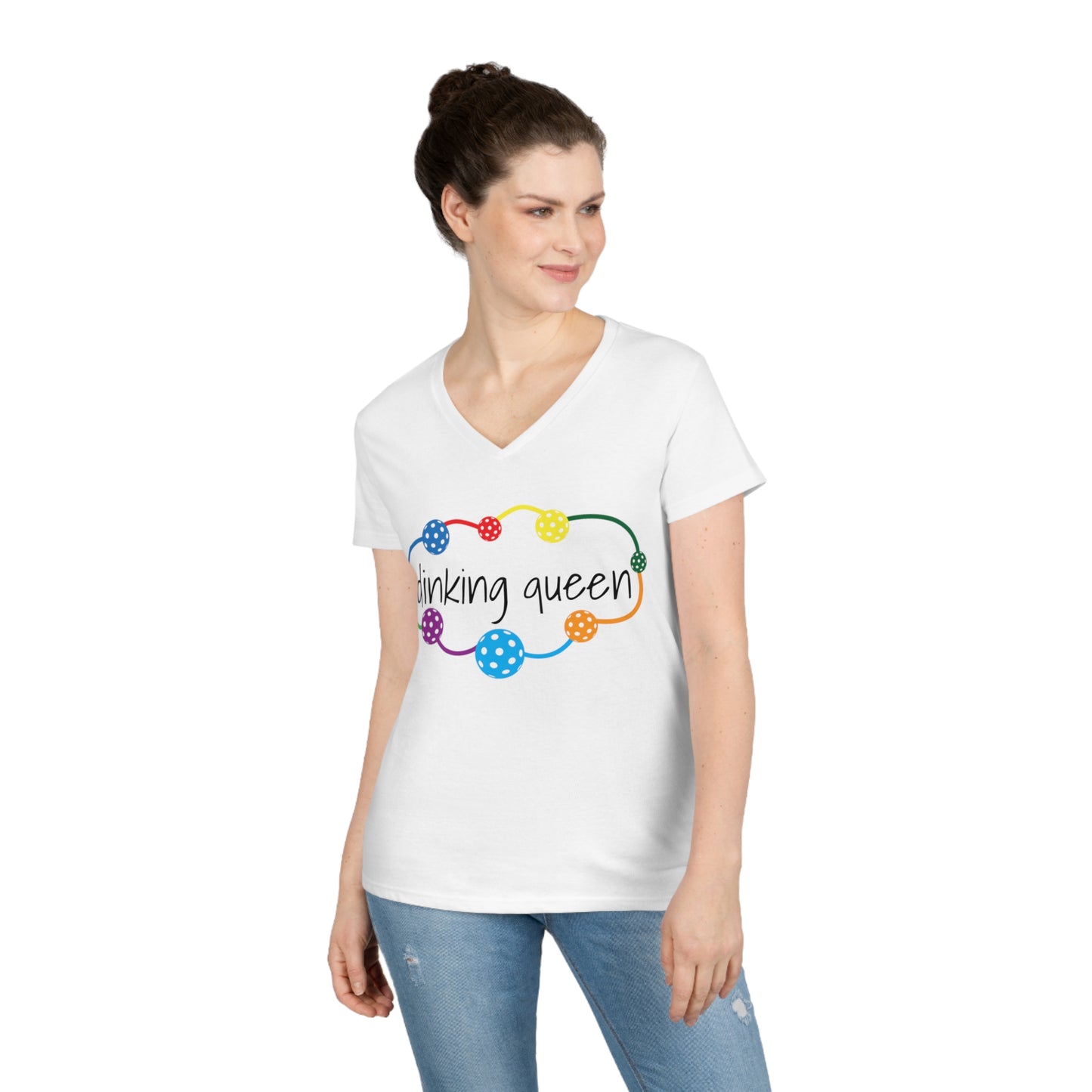 Womens' V-Neck T-Shirt - dinking queen