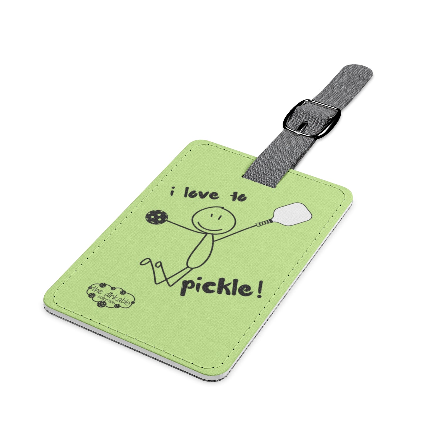 Pickleball Saffiano Polyester Luggage Tag, Rectangle (1) Iove to pickle