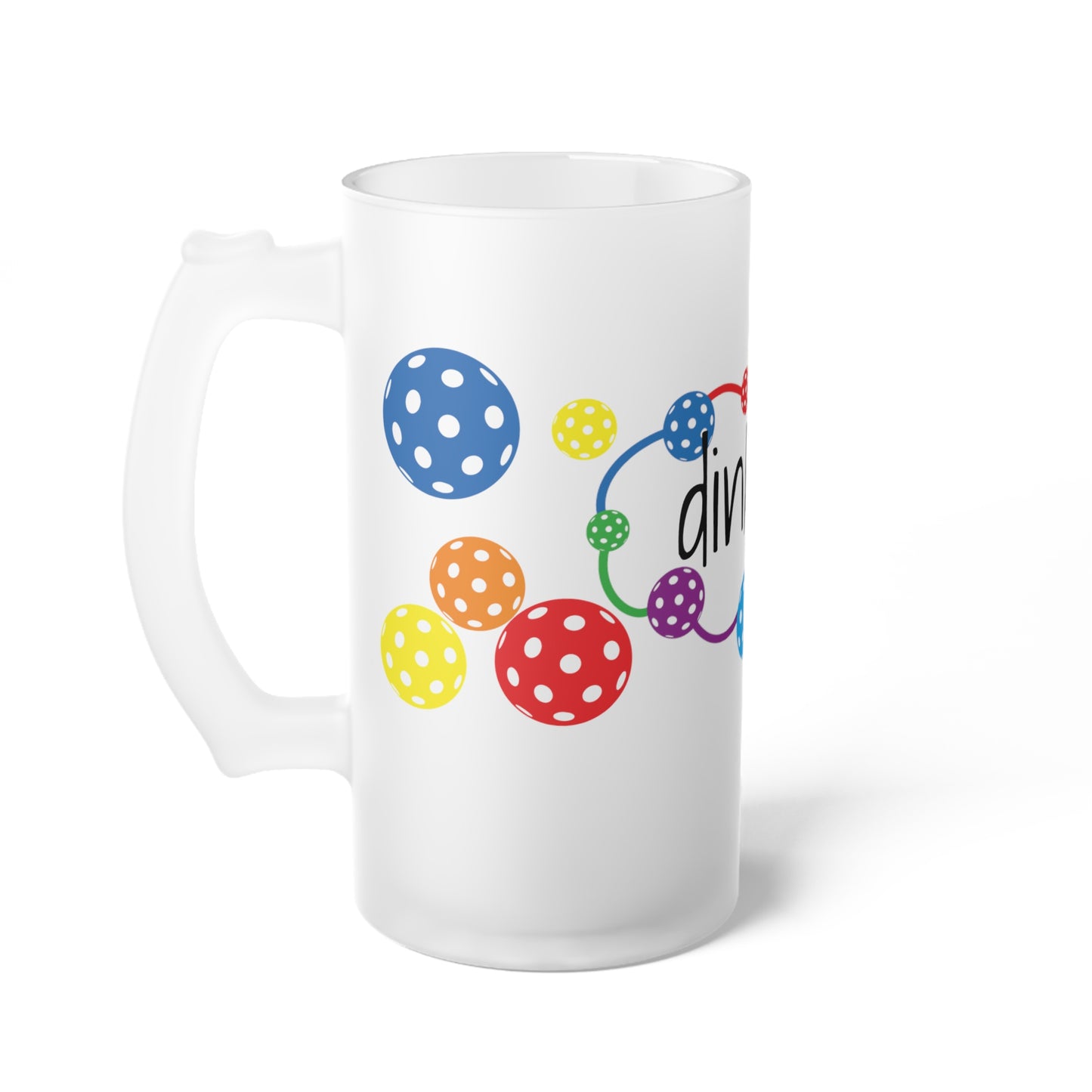 Pickleball Frosted Glass Beer Mug ' dink up'