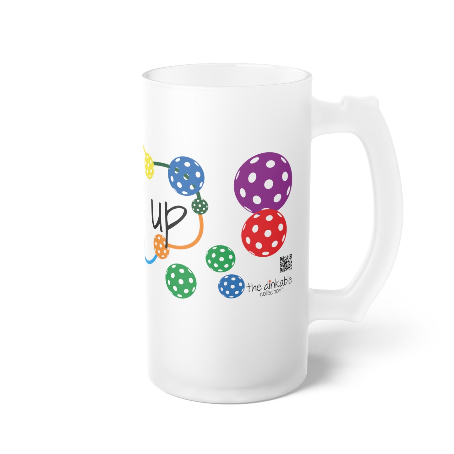 Pickleball Frosted Glass Beer Mug ' dink up'