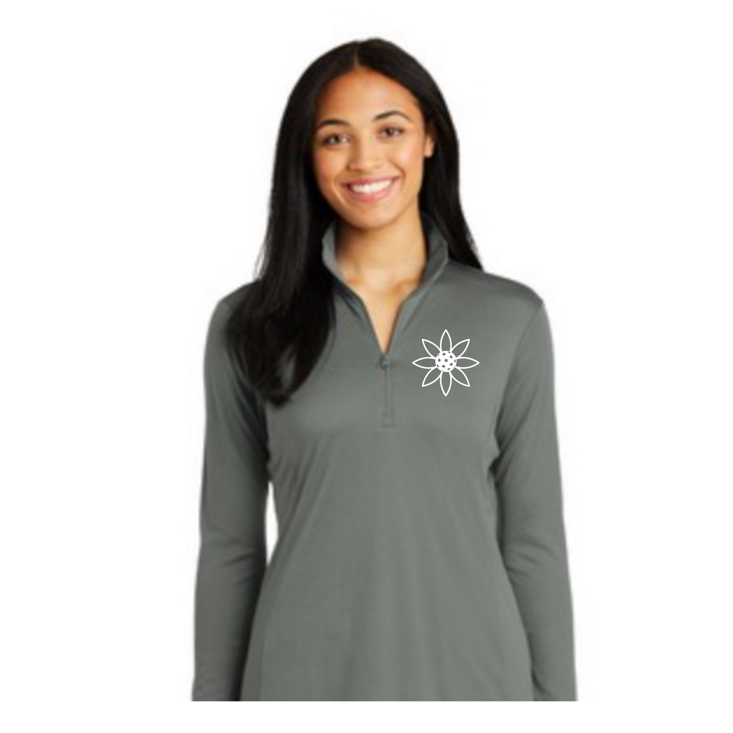 Womens' SportTek SPF50 1/4 Zip Pullover - Pickleball Sunflower