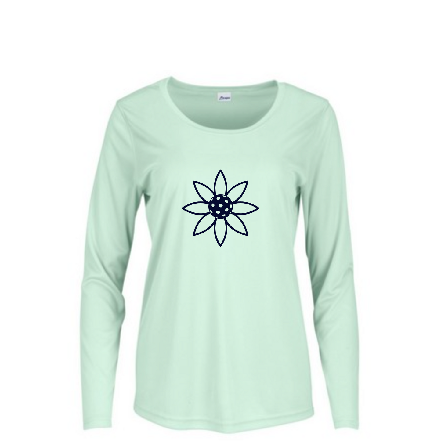 Womens' Pull Over Moisture Wicking Long Sleeve Tee - Pickleball Sunflower