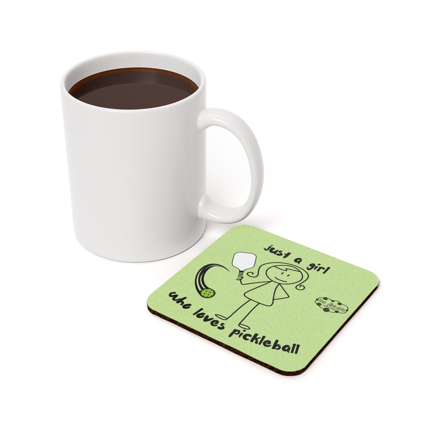 PICKLEBALL Cork Back Coaster JUST A GIRL WHO LOVES TO PICKLE