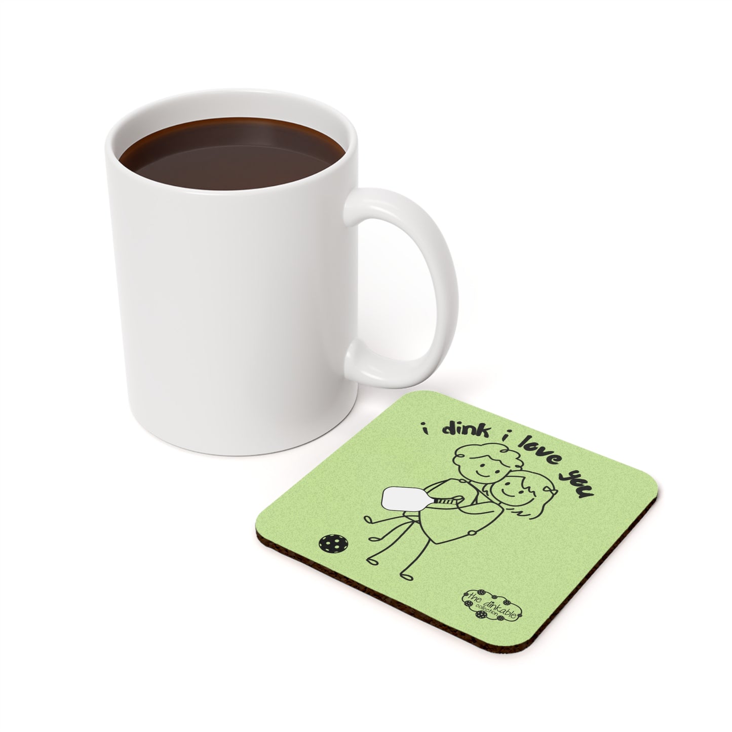 PICKLEBALL Cork Back Coaster I DINK I LOVE YOU