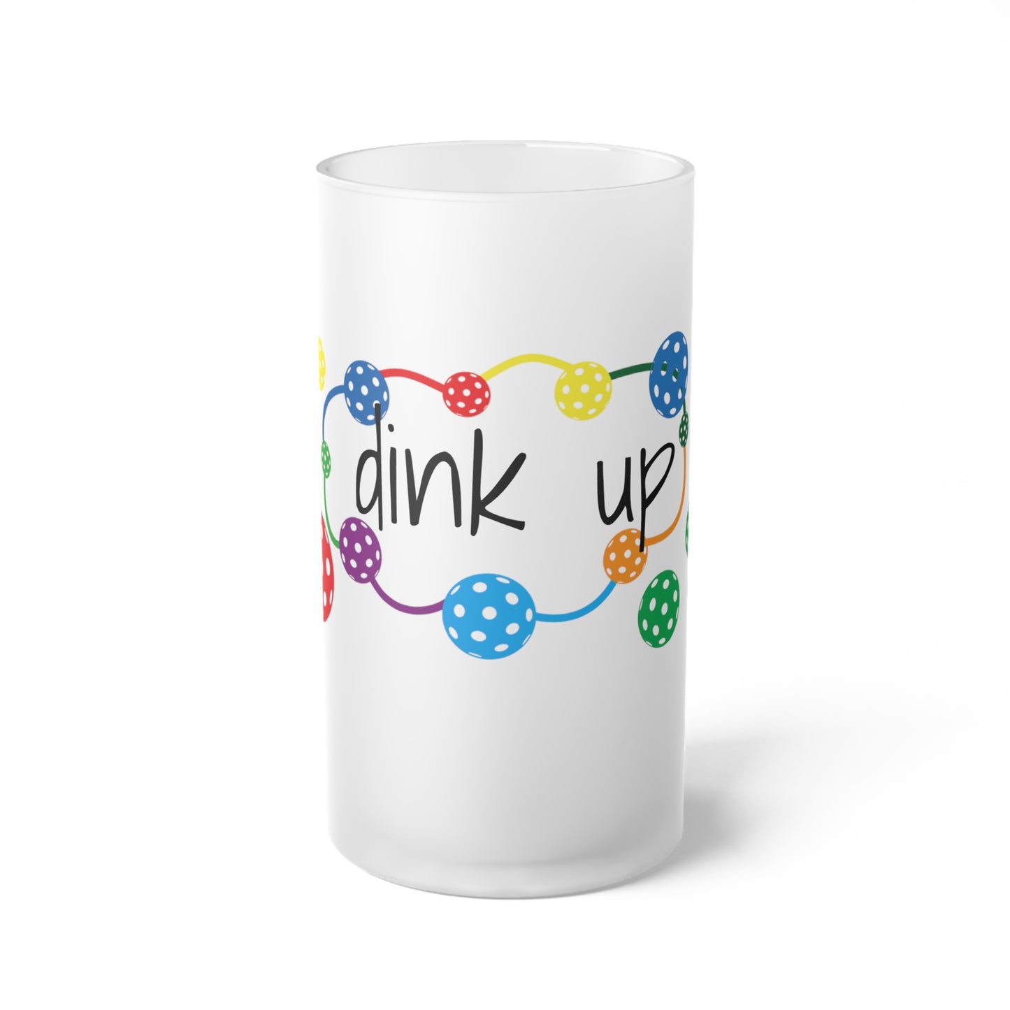 Pickleball Frosted Glass Beer Mug ' dink up'