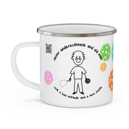 PICKLEBALL Enamel Camping Mug - old man new paddle