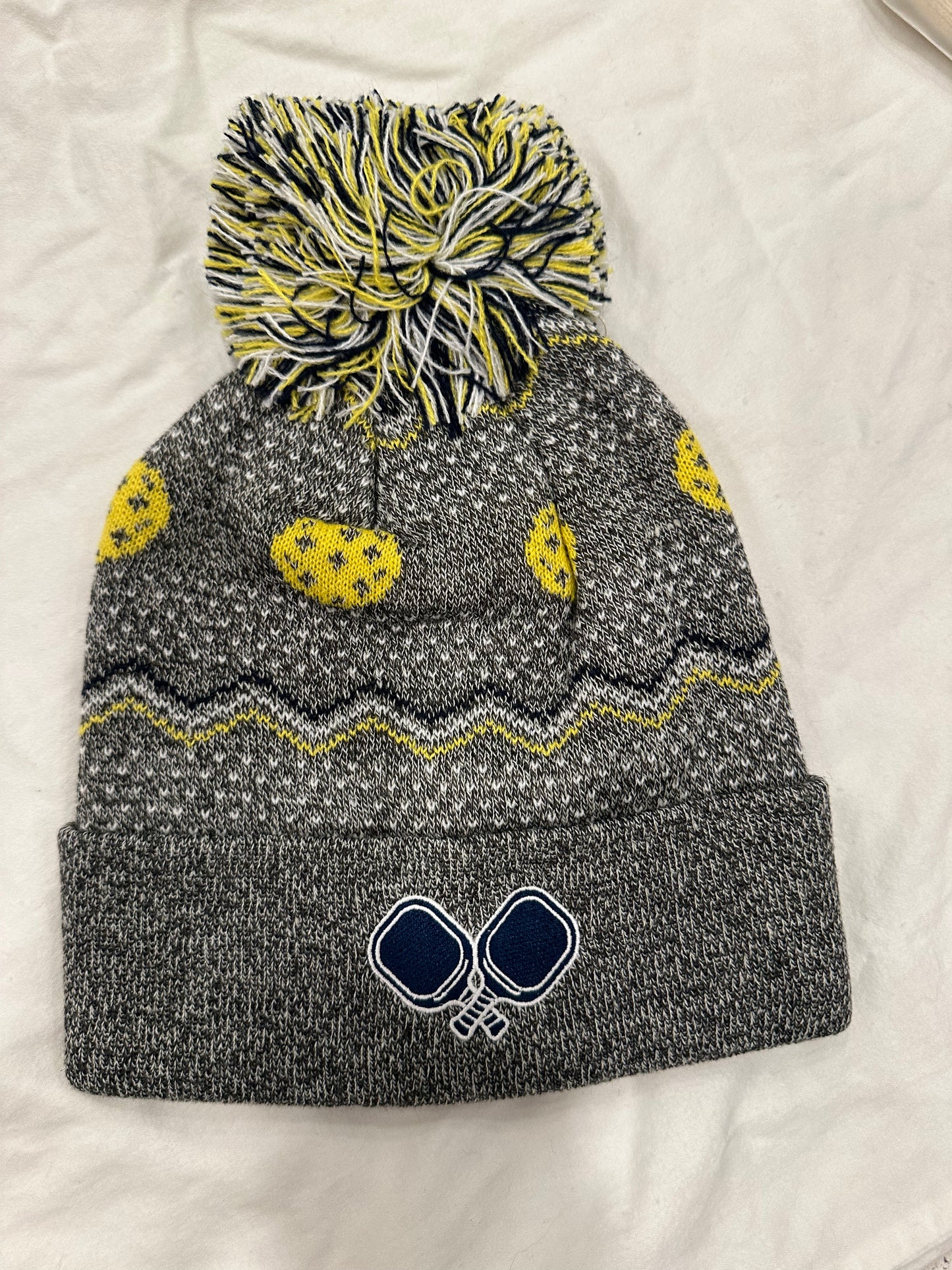 Knit Hat - Pickleball with Pom Pom