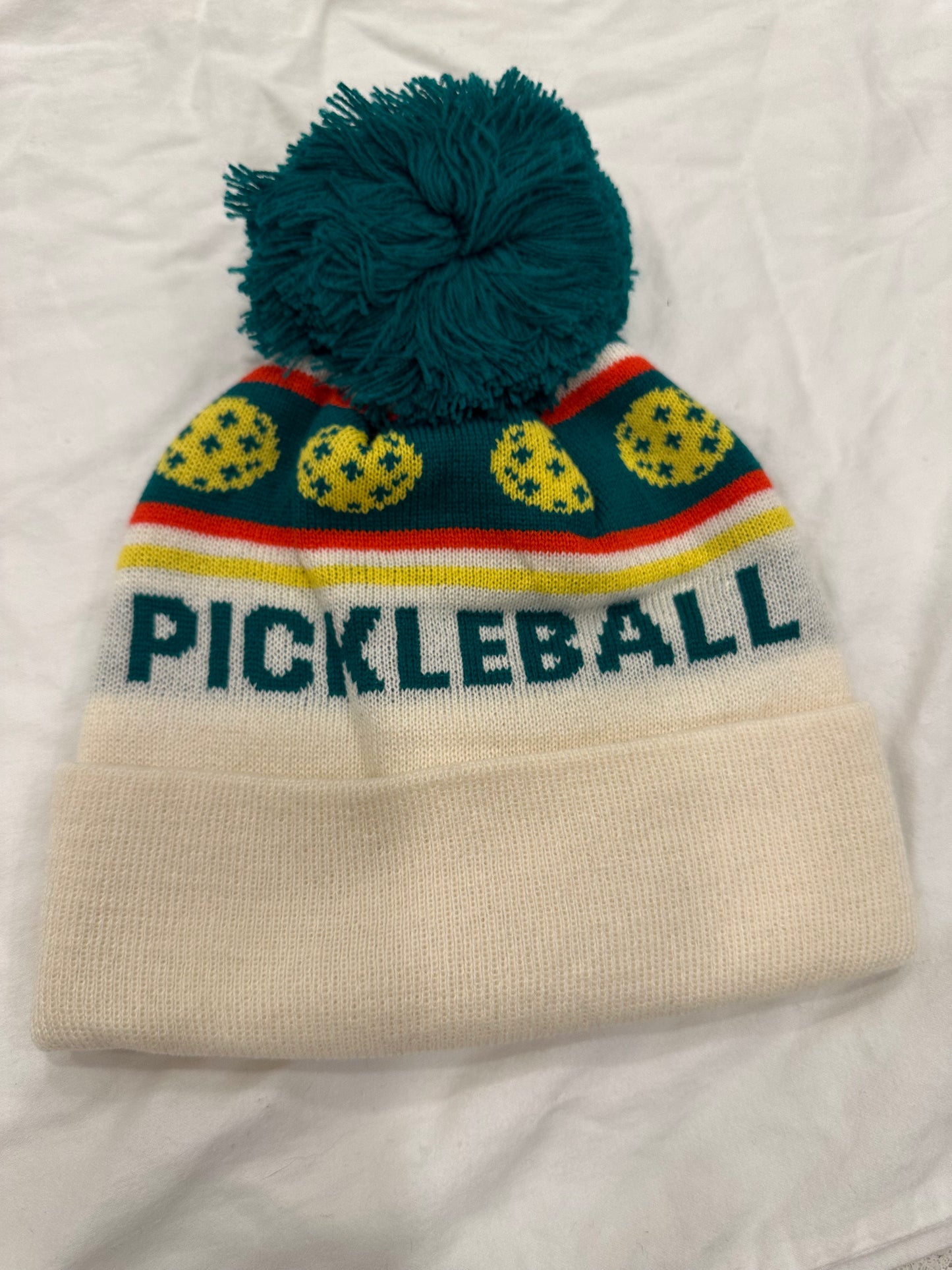 Knit Hat - Pickleball with Pom Pom