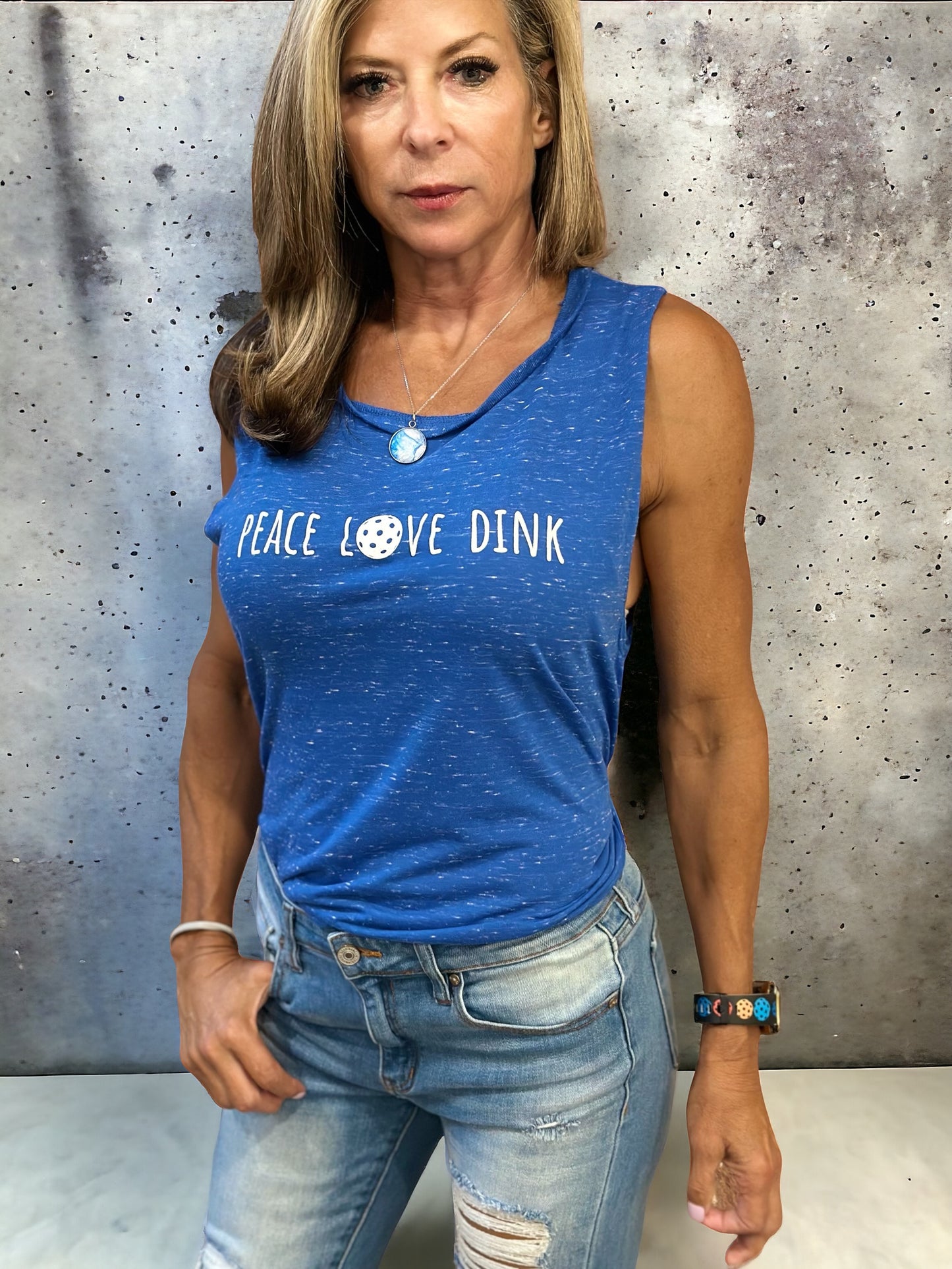PICKLEBALL Ladies Muscle Tank - PEACE LOVE DINK