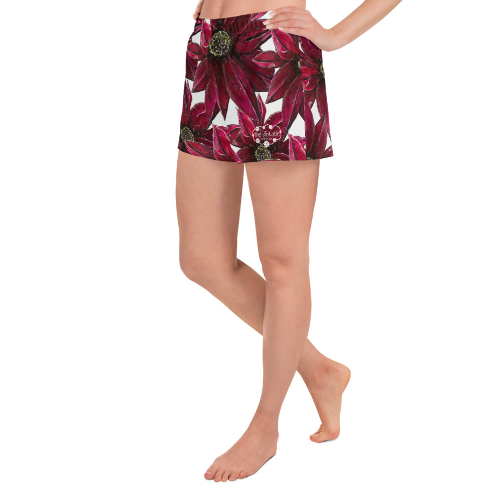 Red Burst Floral Women’s Recycled Athletic Shorts