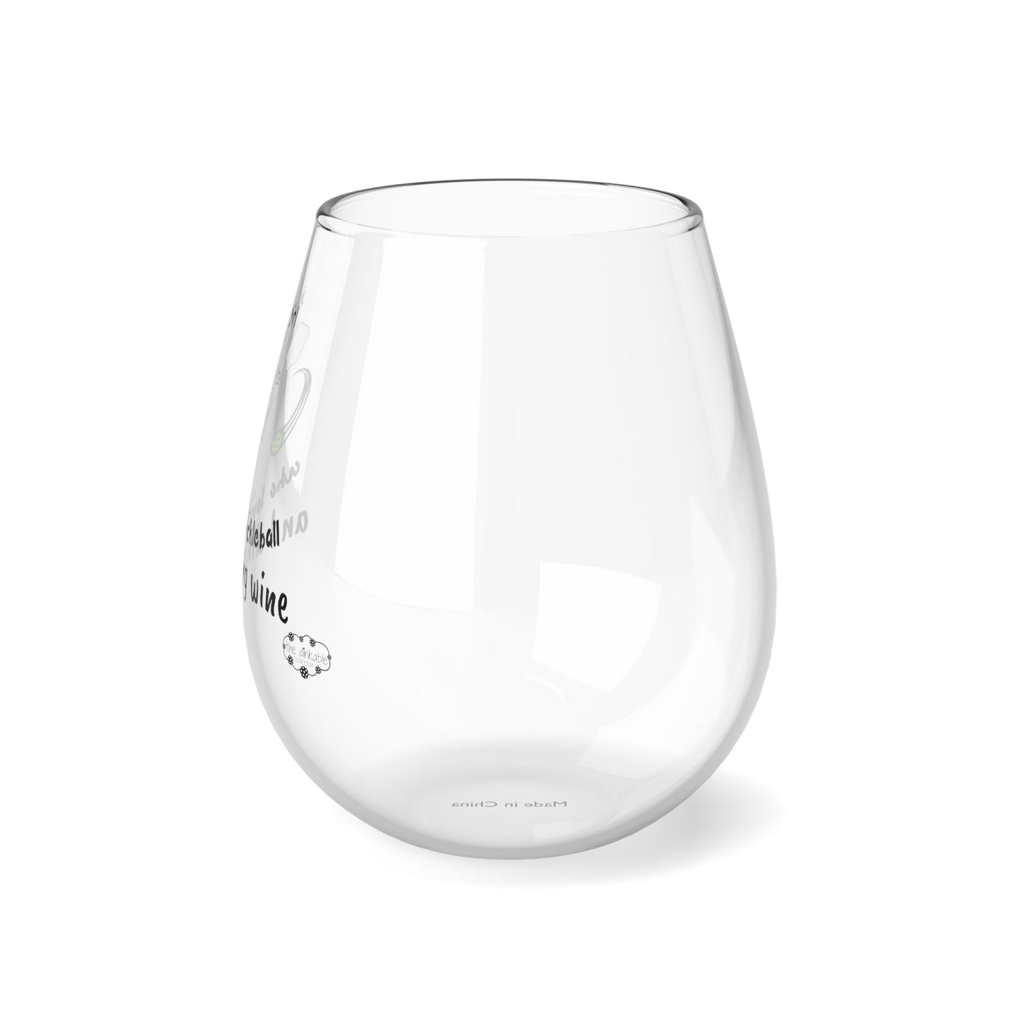 PICKLEBALL Stemless Wine Glass, 11.75oz ‘just a girl who loves pickleball and dinking wine’ (#1)