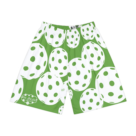 PICKLEBALL Unisex Sports Shorts LONG (AOP) light green/white