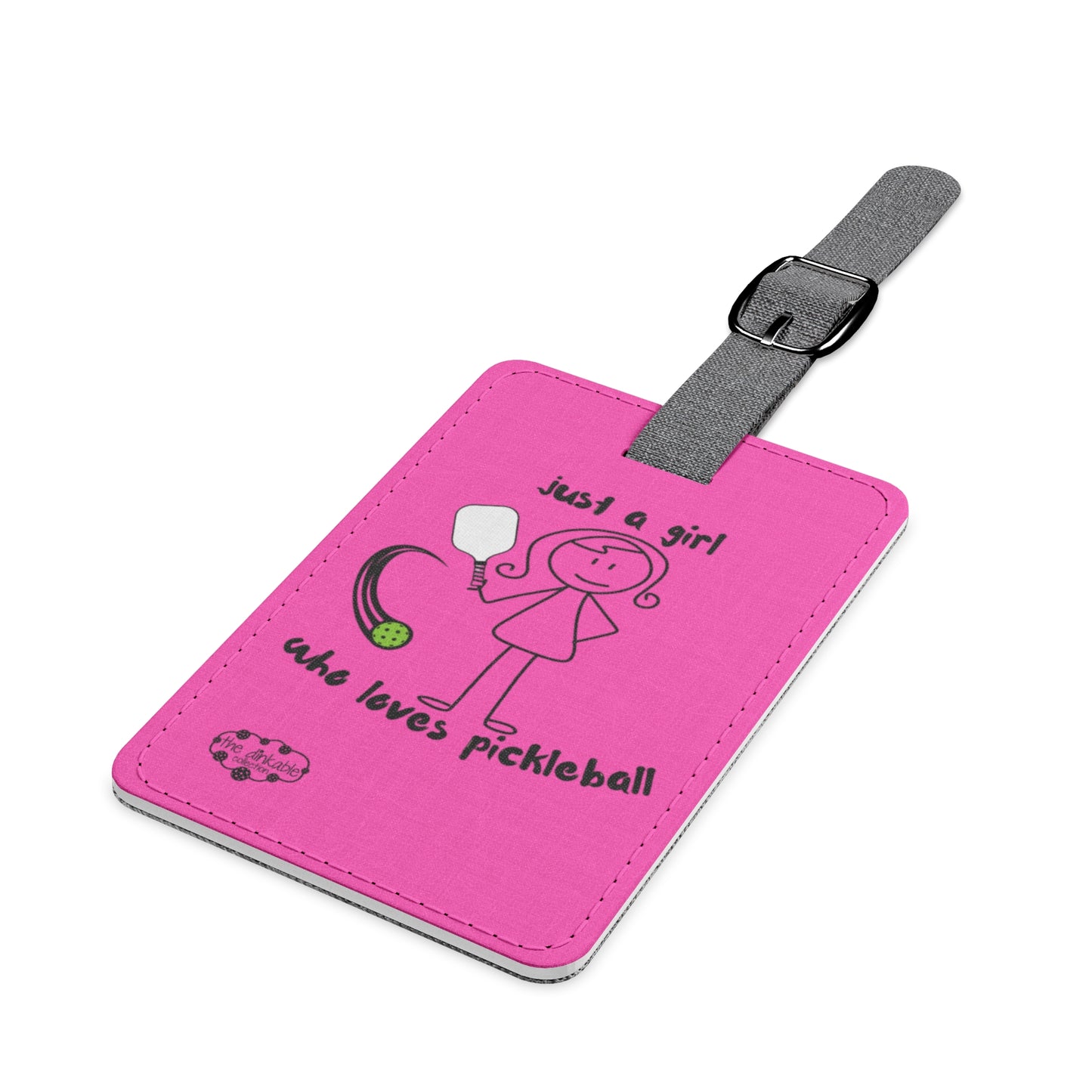 Pickleball Saffiano Polyester Luggage Tag, Rectangle (1) Just a girl who loves pickleball