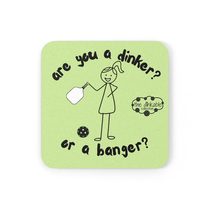 PICKLEBALL Cork Back Coaster DINKER OR BANGER