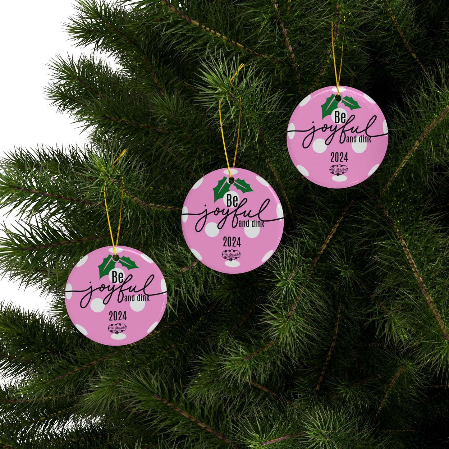 LIGHT PINK PICKLEBALL Ceramic Ornaments, 2-Side Print, (1pc, 3pcs, 5pcs, 10pcs)