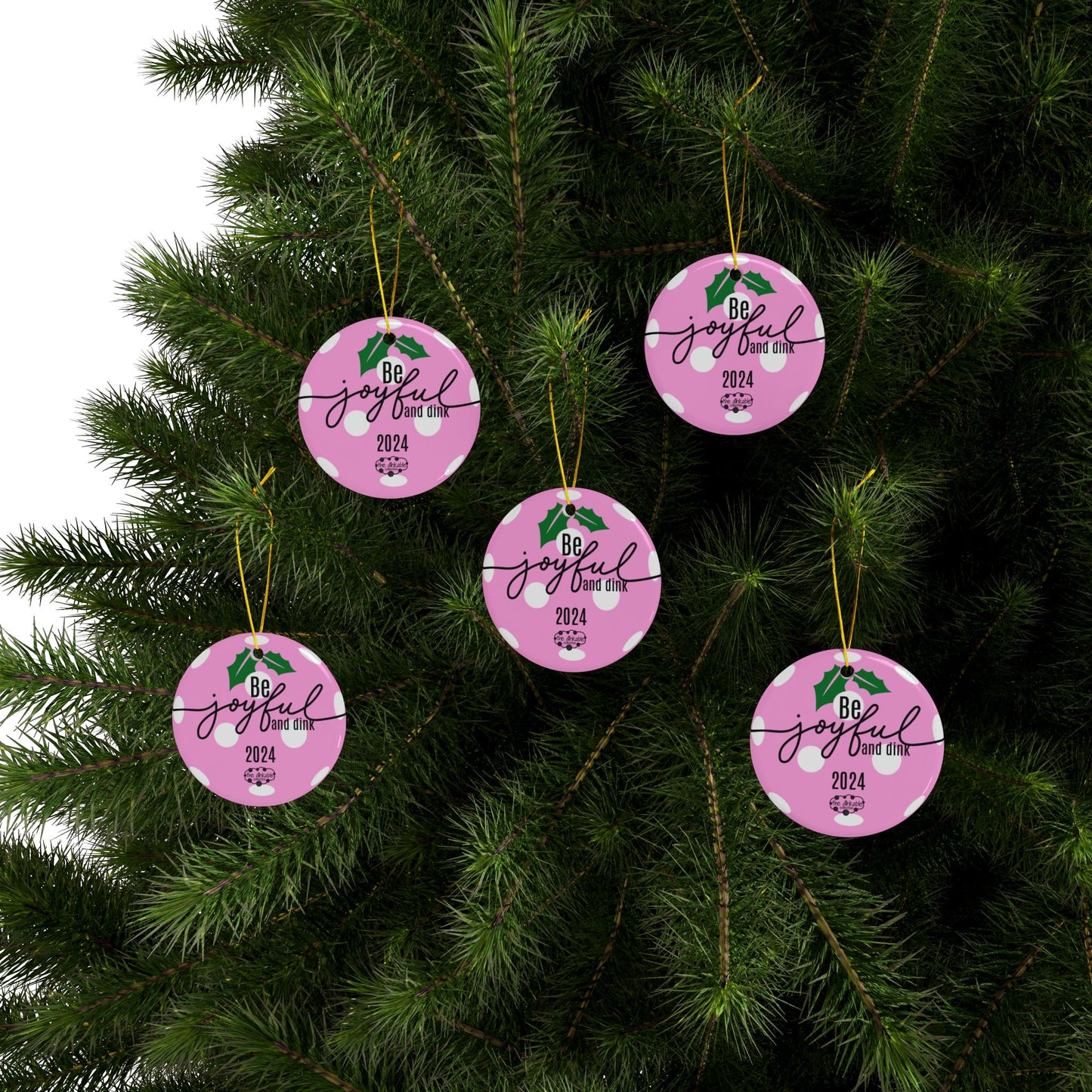 LIGHT PINK PICKLEBALL Ceramic Ornaments, 2-Side Print, (1pc, 3pcs, 5pcs, 10pcs)