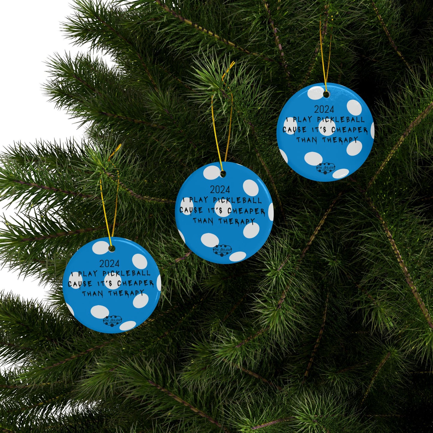 BLUE PICKLEBALL Ceramic Ornaments, 2-Side Print, (1pc, 3pcs, 5pcs, 10pcs) - FUNNY