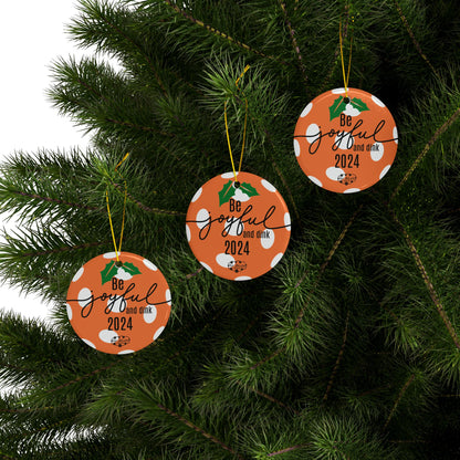 ORANGE PICKLEBALL Ceramic Ornaments, 2-Side Print, (1pc, 3pcs, 5pcs, 10pcs)