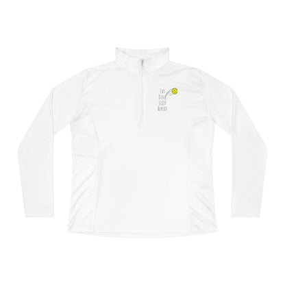 Womens' Long Sleeve Quarter-Zip Pullover 'EAT DINK SLEEP REPEAT'