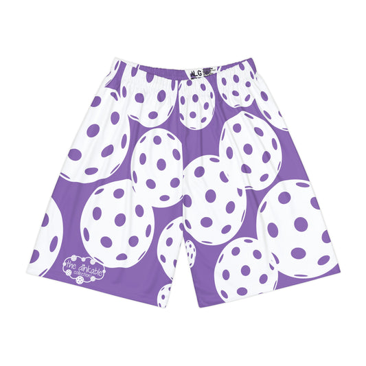 PICKLEBALL UNISEX Sports Shorts LONG (AOP) purple/white