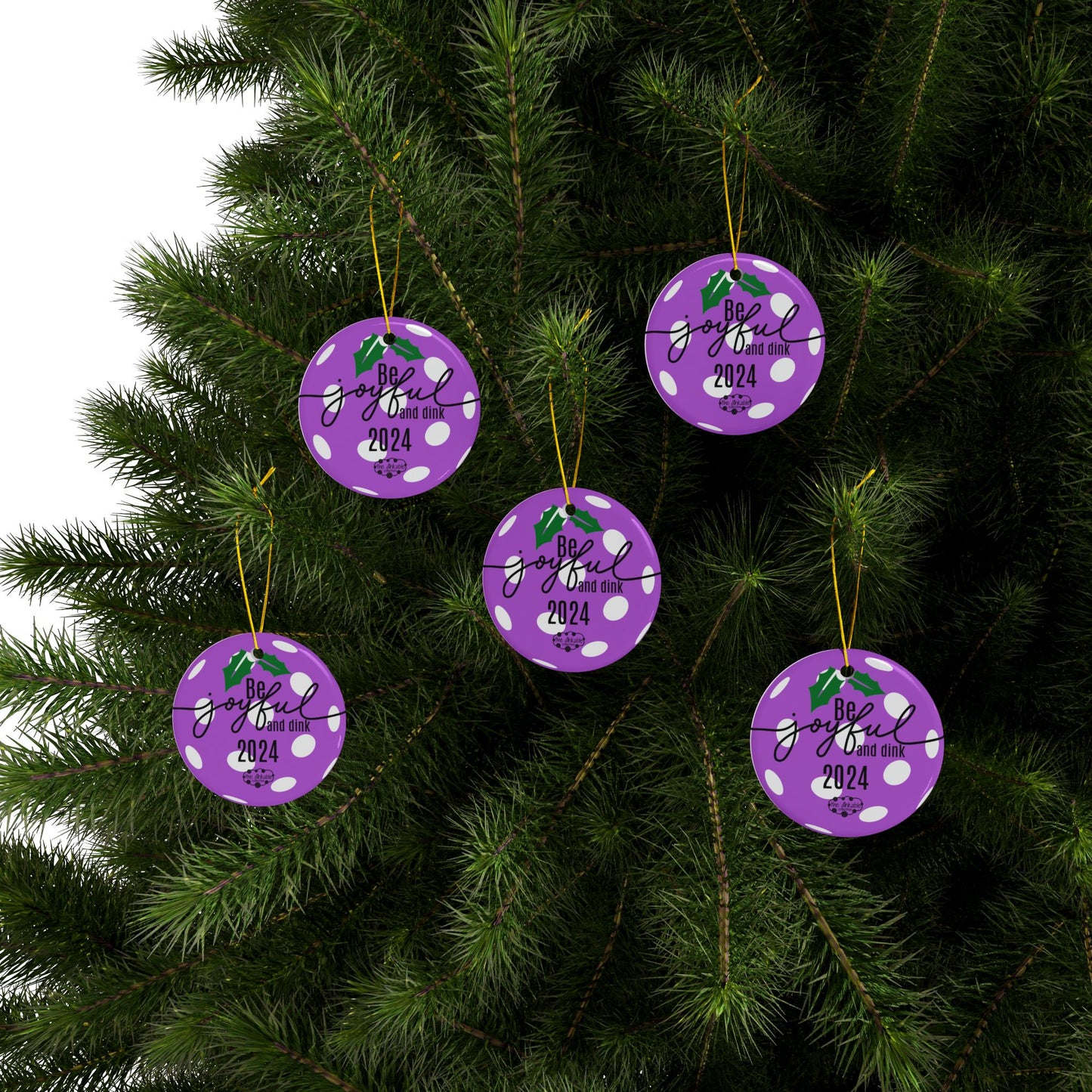 PURPLE PICKLEBALL Ceramic Ornaments, 2-Side Print, (1pc, 3pcs, 5pcs, 10pcs)