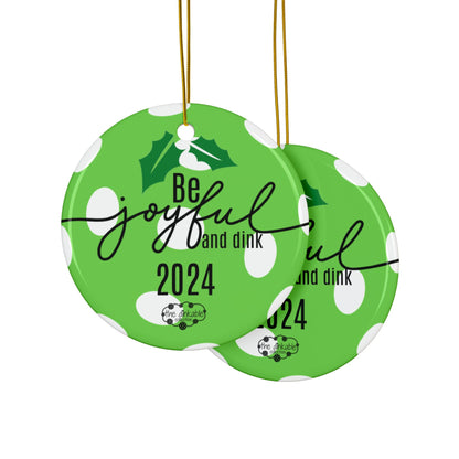 DARK GREEN PICKLEBALL Ceramic Ornaments, 2-Side Print, (1pc, 3pcs, 5pcs, 10pcs)