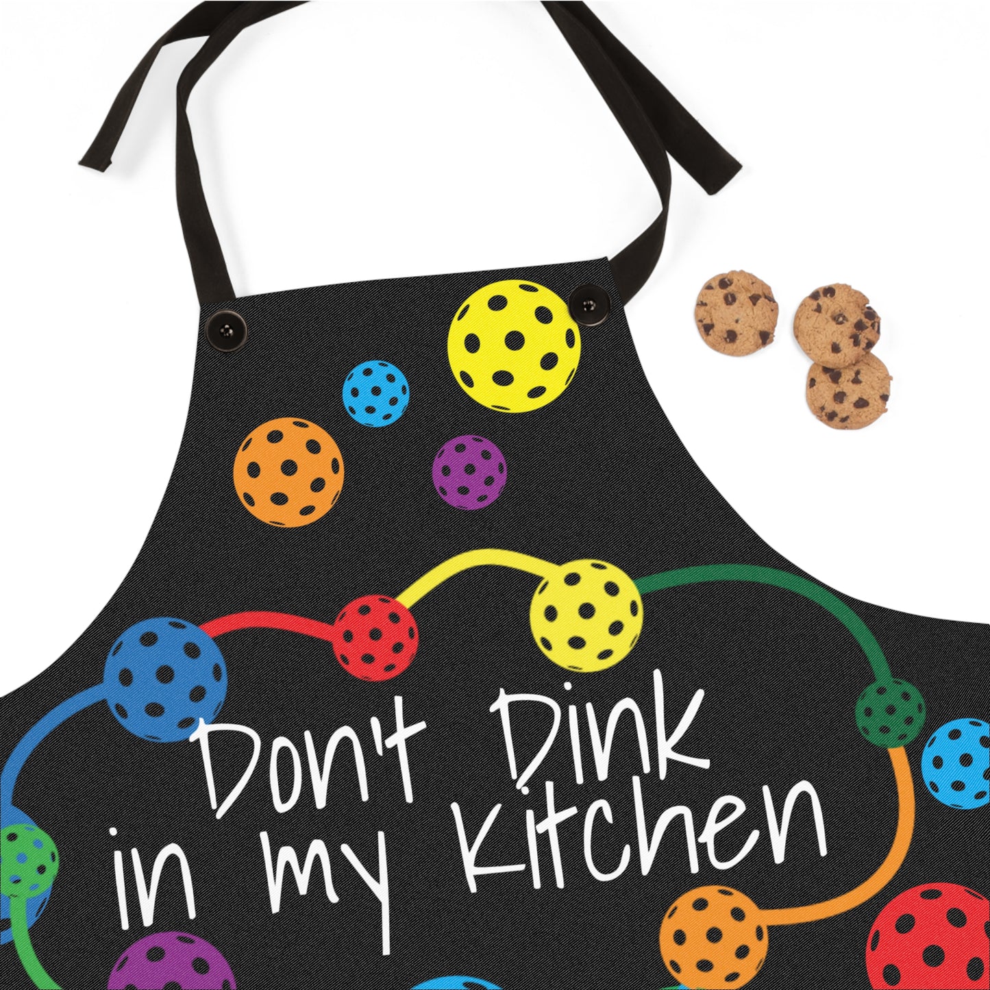 PICKLEBALL DON'T DINK IN MY KITCHEN Apron (AOP) black