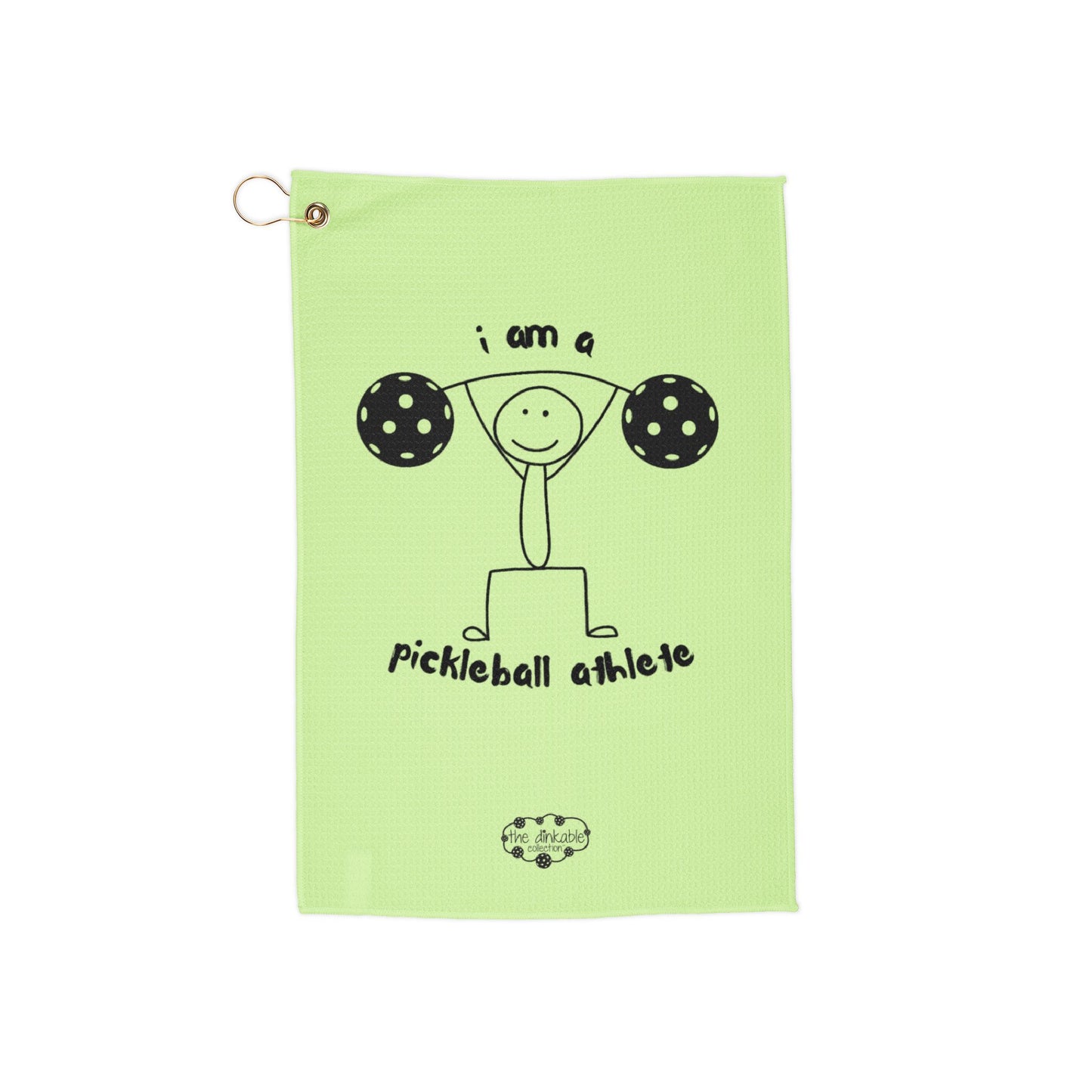 Pickleball Graphic Golf Towel — “I'M A PICKLEBALL ATHLETE!” Lightweight Hanging Towel for Courts & Courses