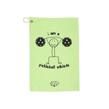 Pickleball Graphic Golf Towel — “I'M A PICKLEBALL ATHLETE!” Lightweight Hanging Towel for Courts & Courses