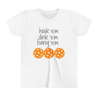 PICKLEBALL Youth Short Sleeve Tee UT hook em dink em bang em