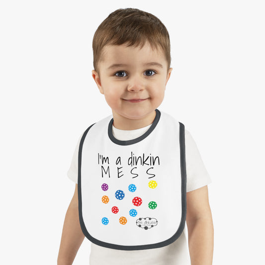 PICKLEBALL Bib Baby Contrast Trim Jersey Bib - i'm a dinkin mess