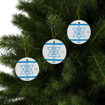 STAR OF DAVID PICKLEBALL Ceramic Ornaments, 2-Side Print, (1pc, 3pcs, 5pcs, 10pcs)