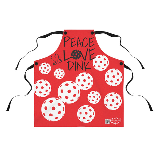 PICKLEBALL - PEACE LOVE DINK Apron (AOP) Red