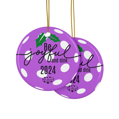 PURPLE PICKLEBALL Ceramic Ornaments, 2-Side Print, (1pc, 3pcs, 5pcs, 10pcs)