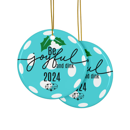 LIGHT BLUE PICKLEBALL Ceramic Ornaments, 2-Side Print, (1pc, 3pcs, 5pcs, 10pcs)