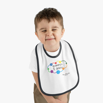 PICKLEBALL Grandparents Baby Contrast Trim Jersey Bib - 'GRAMMY'S lil Dinker'