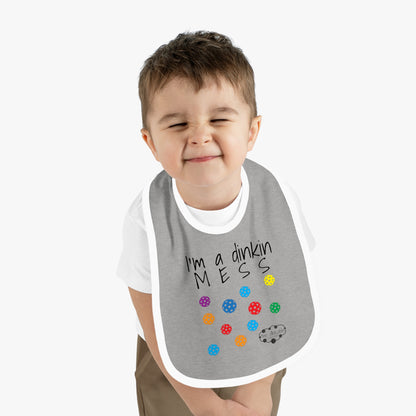 PICKLEBALL Bib Baby Contrast Trim Jersey Bib - i'm a dinkin mess