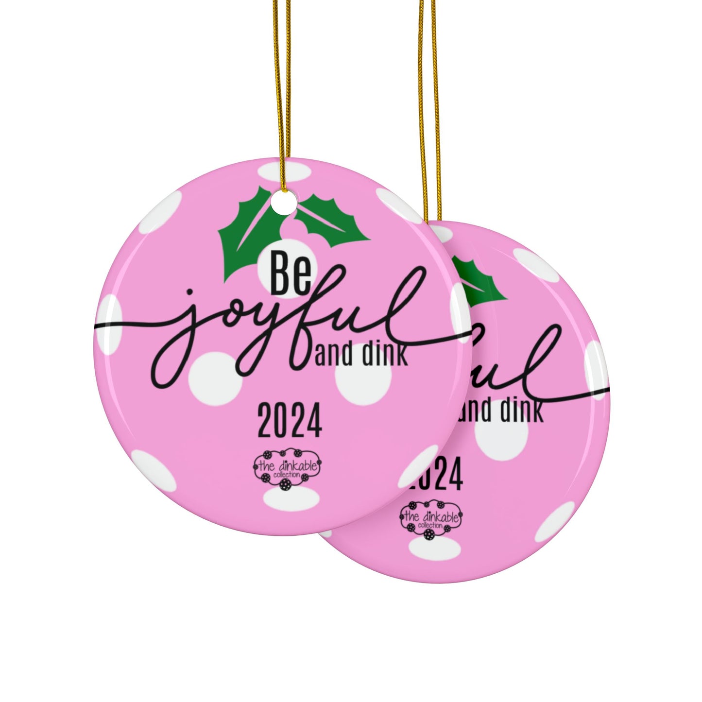 LIGHT PINK PICKLEBALL Ceramic Ornaments, 2-Side Print, (1pc, 3pcs, 5pcs, 10pcs)