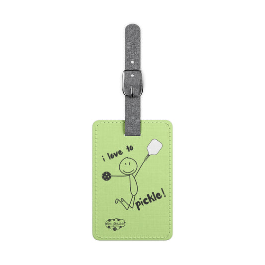 Pickleball Saffiano Polyester Luggage Tag, Rectangle (1) Iove to pickle