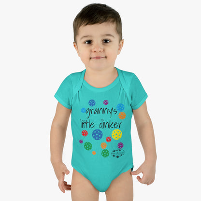 PICKLEBALL Infant Baby Rib Bodysuit - 'granny's little dinker'