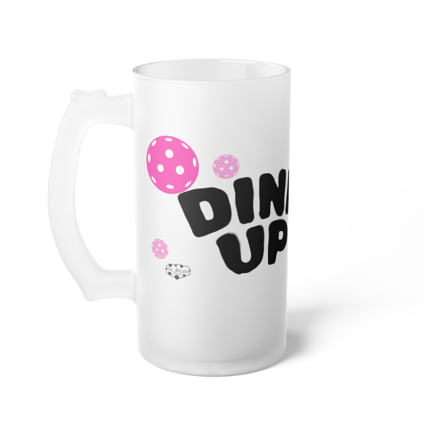Frosted Beer Mug - "DINK Up" PICKLEBALL FROSTY MUG  Party Glass, 16oz Novelty Beer Stein Gift