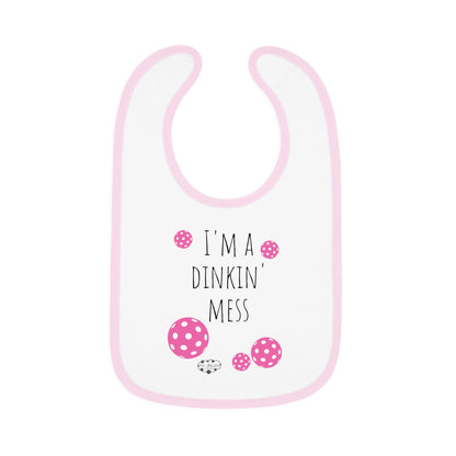 Baby Contrast Trim Jersey Bib - I'm a dinkin mess