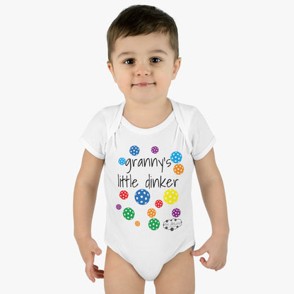 PICKLEBALL Infant Baby Rib Bodysuit - 'granny's little dinker'