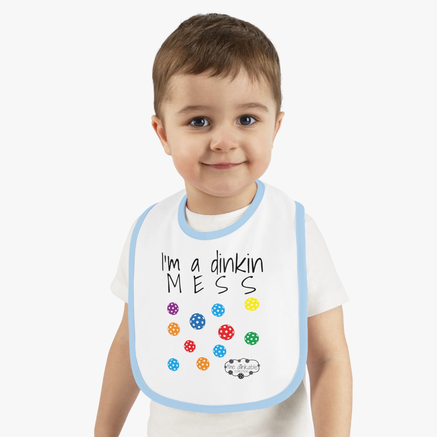 PICKLEBALL Bib Baby Contrast Trim Jersey Bib - i'm a dinkin mess