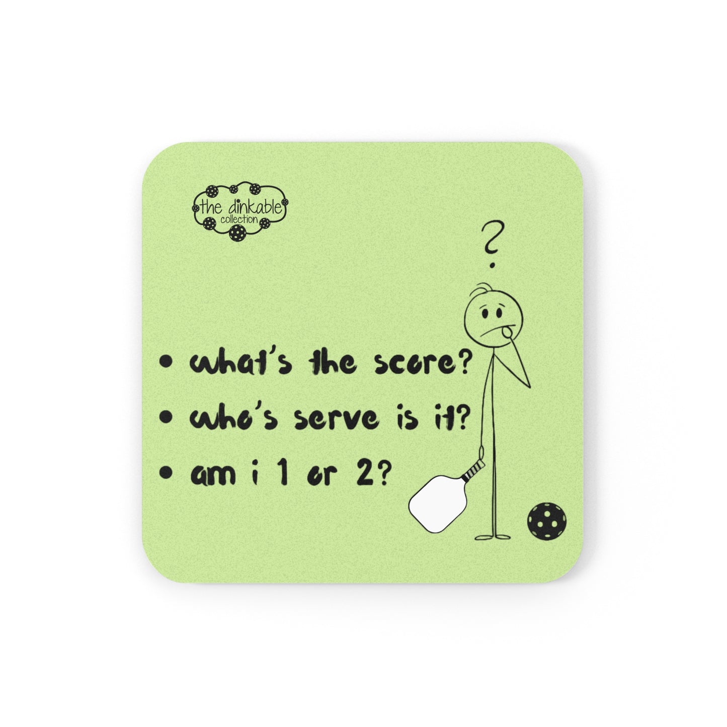 PICKLEBALL Cork Back Coaster - WHATS THE SCORE?